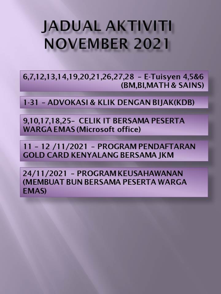 JADUAL AKTIVITI NOVEMBER 2021